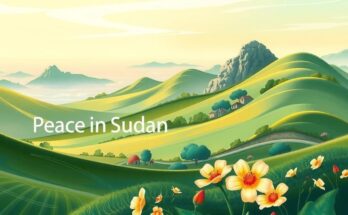 A serene landscape depicting hope for peace in Sudan with vibrant colors and a peaceful atmosphere.