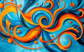 A colorful modern abstract representation of decision making with swirling colors and dynamic shapes.