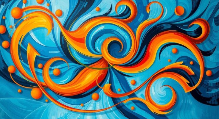 A colorful modern abstract representation of decision making with swirling colors and dynamic shapes.
