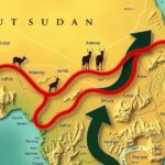 A map highlighting South Sudan with a focus on migration routes and policies.