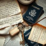 A collection of personal items and documents, representing a historical intelligence operation.