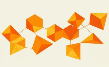 A symbolic representation of diplomacy and security in the Middle East with interconnected geometric shapes and warm colors.