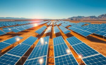 Solar power facility in Chile showcasing renewable energy and land resilience in a desert landscape.