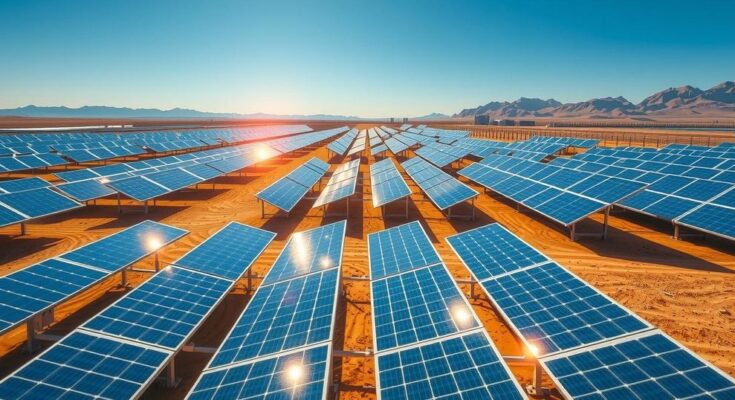 Solar power facility in Chile showcasing renewable energy and land resilience in a desert landscape.