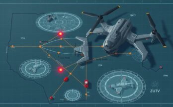 Illustration of military strategy planning with maps and drones, showcasing high-stakes decisions in international conflict
