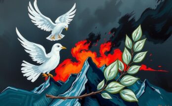 Tense political landscape with symbolic elements representing Turkey and Israel's conflict, using a dark color scheme.