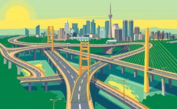 Representation of Nigeria's economic reform initiatives with modern infrastructure and growth symbols in vibrant colors.