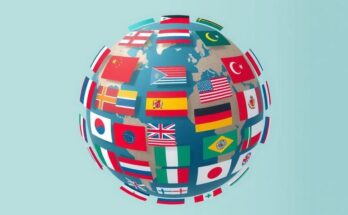 Symbolic depiction of a globe surrounded by various national flags, showcasing global unity and travel barriers.