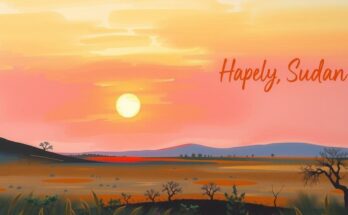 A serene African landscape with vast horizons and soft sunset hues, symbolizing peace and hope in Sudan.