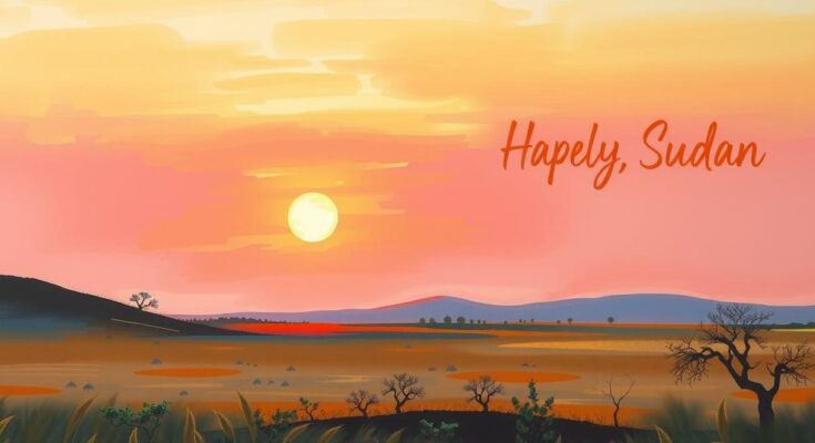A serene African landscape with vast horizons and soft sunset hues, symbolizing peace and hope in Sudan.