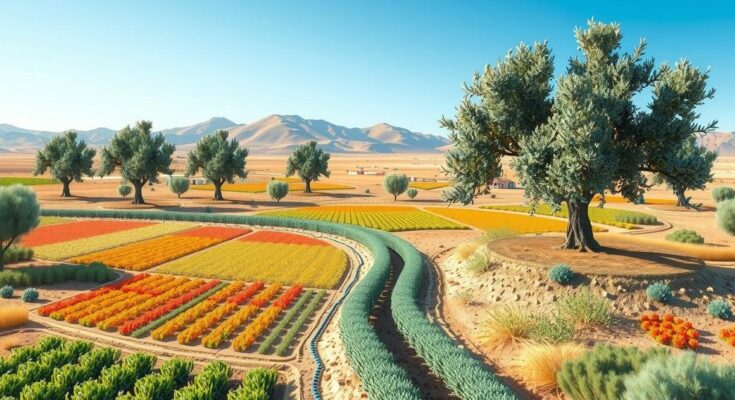 Decision-support framework for semi-arid land management, focusing on sustainable irrigation methods and crop choices.