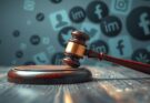 A gavel symbolizing legal rulings on social media regulation in Brazil, with a blurred digital background.