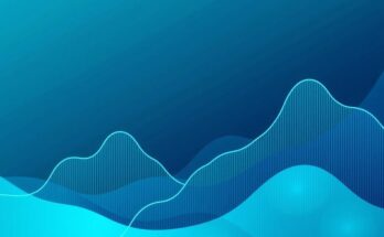 Visual representation of fluctuating inflation rates with abstract graph elements and a cool color palette.
