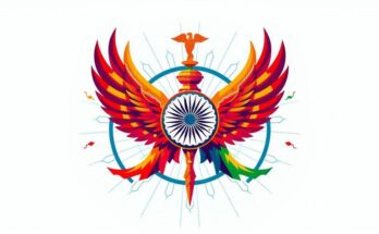 Symbolic representation of India's diplomatic efforts showcasing unity against terrorism, vibrant colors, and modern art style.