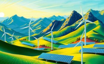 Colorful landscape of Chile with vibrant mountains and renewable energy resources symbolizing economic growth
