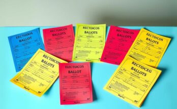Colorful ballots in diverse shades representing democratic voting for judges in Mexico's election.