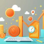A vibrant illustration of a fiscal plan concept with symbolic charts and graphs in warm colors.