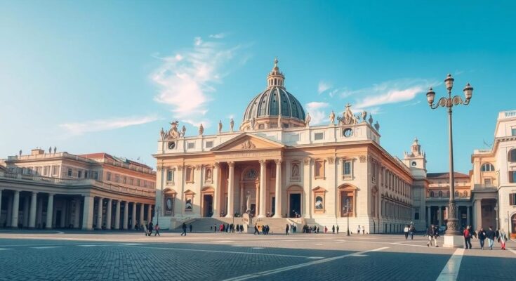 A scenic view of the Vatican City with St. Peter's Basilica, symbolizing diplomatic meetings and historical significance.