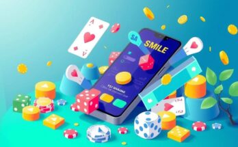 Illustration of a digital landscape representing iGaming market growth in South Africa, featuring mobile devices and gaming elements.