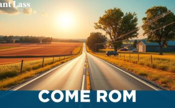 A political campaign scene illustrating unity, progress, and an open road in a vibrant color palette.