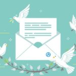 A conceptual illustration of diplomatic communication with North Korea featuring a letter and symbolic elements of peace.