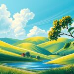Symbolic landscape representing peace and stability in Africa with lush greenery and vibrant skies.