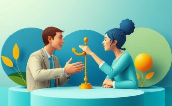 An abstract representation of peace talks with symbolic elements in vibrant colors.